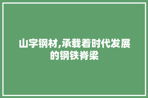 山字钢材,承载着时代发展的钢铁脊梁