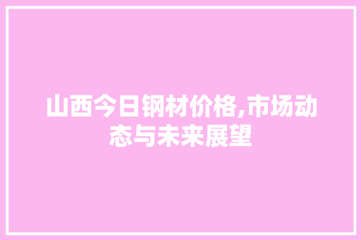 山西今日钢材价格,市场动态与未来展望