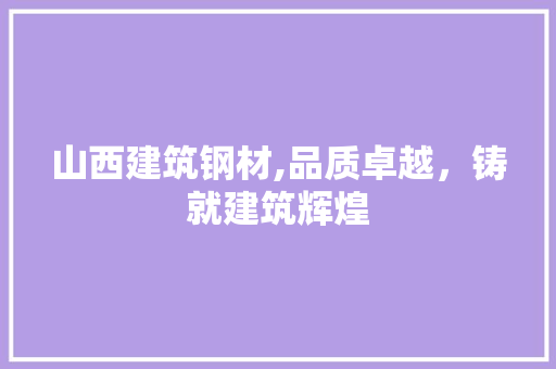山西建筑钢材,品质卓越，铸就建筑辉煌