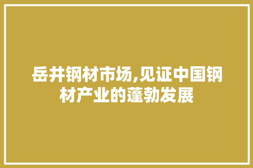 岳井钢材市场,见证中国钢材产业的蓬勃发展