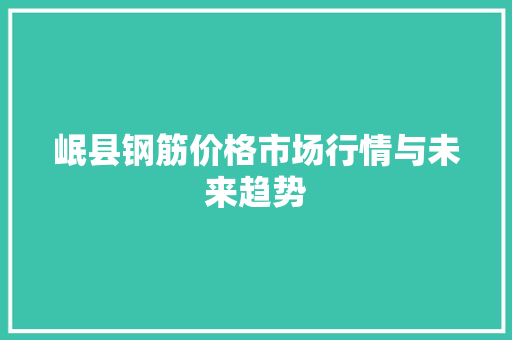 岷县钢筋价格市场行情与未来趋势