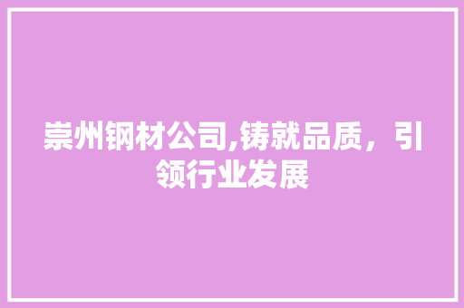 崇州钢材公司,铸就品质，引领行业发展