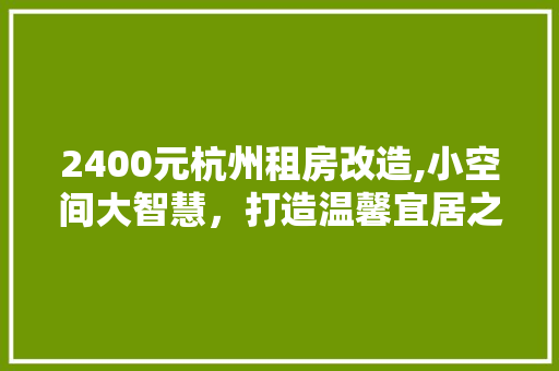 2400元杭州租房改造,小空间大智慧，打造温馨宜居之家