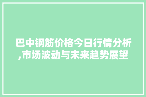 巴中钢筋价格今日行情分析,市场波动与未来趋势展望