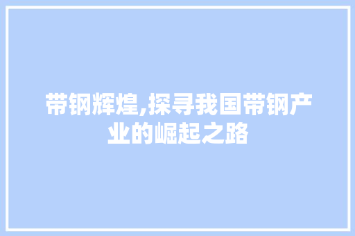 带钢辉煌,探寻我国带钢产业的崛起之路
