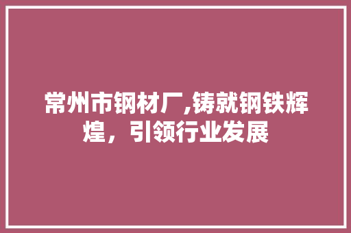 常州市钢材厂,铸就钢铁辉煌，引领行业发展