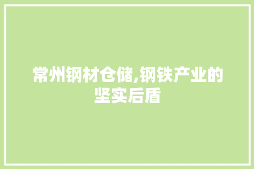 常州钢材仓储,钢铁产业的坚实后盾
