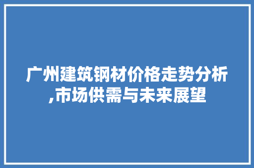 广州建筑钢材价格走势分析,市场供需与未来展望
