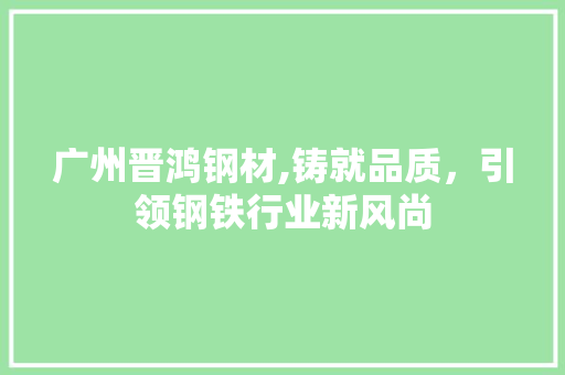广州晋鸿钢材,铸就品质，引领钢铁行业新风尚