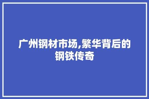 广州钢材市场,繁华背后的钢铁传奇