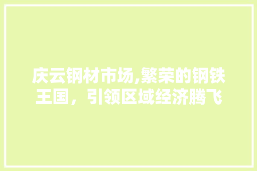 庆云钢材市场,繁荣的钢铁王国，引领区域经济腾飞