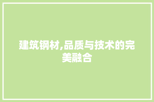建筑钢材,品质与技术的完美融合