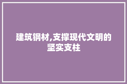 建筑钢材,支撑现代文明的坚实支柱