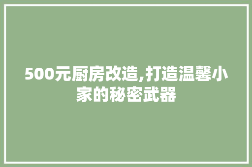 500元厨房改造,打造温馨小家的秘密武器