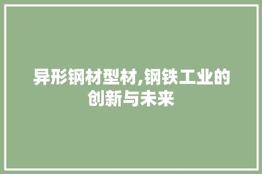 异形钢材型材,钢铁工业的创新与未来