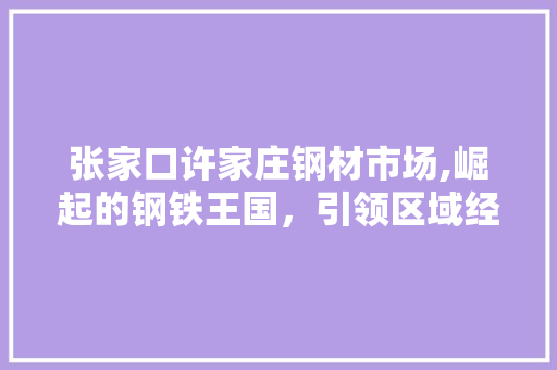 张家口许家庄钢材市场,崛起的钢铁王国，引领区域经济发展