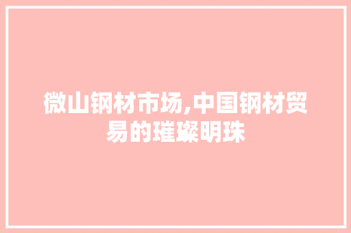 微山钢材市场,中国钢材贸易的璀璨明珠