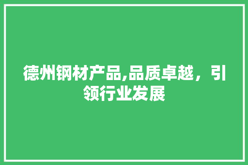 德州钢材产品,品质卓越，引领行业发展