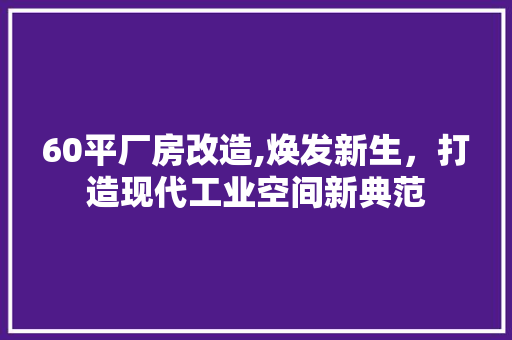 60平厂房改造,焕发新生，打造现代工业空间新典范