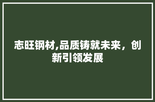 志旺钢材,品质铸就未来，创新引领发展