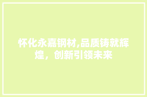 怀化永嘉钢材,品质铸就辉煌，创新引领未来