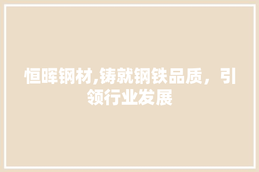 恒晖钢材,铸就钢铁品质，引领行业发展