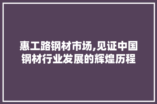 惠工路钢材市场,见证中国钢材行业发展的辉煌历程