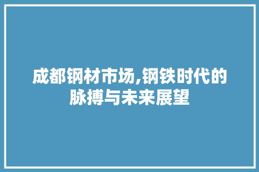 成都钢材市场,钢铁时代的脉搏与未来展望
