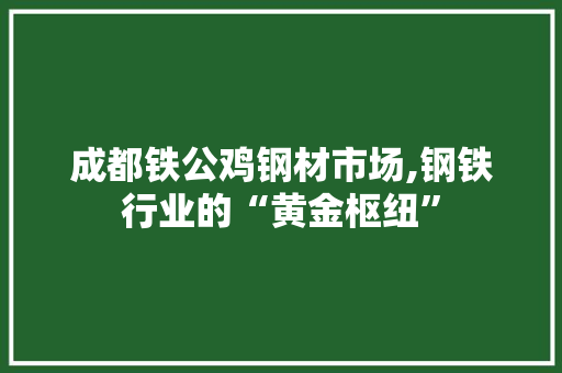 成都铁公鸡钢材市场,钢铁行业的“黄金枢纽”