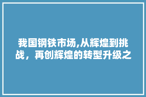 我国钢铁市场,从辉煌到挑战，再创辉煌的转型升级之路