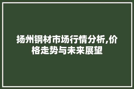 扬州钢材市场行情分析,价格走势与未来展望