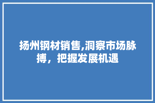 扬州钢材销售,洞察市场脉搏，把握发展机遇