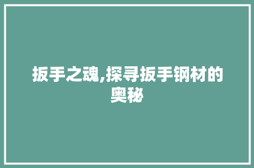 扳手之魂,探寻扳手钢材的奥秘