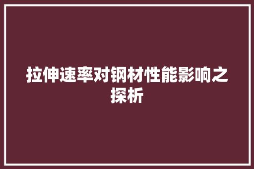 拉伸速率对钢材性能影响之探析