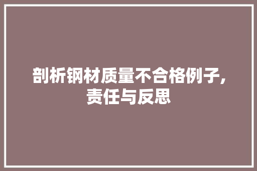 剖析钢材质量不合格例子,责任与反思