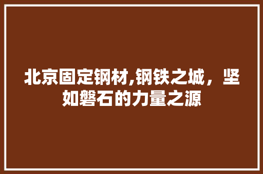 北京固定钢材,钢铁之城，坚如磐石的力量之源