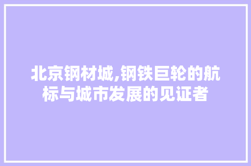 北京钢材城,钢铁巨轮的航标与城市发展的见证者