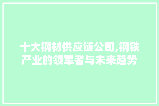 十大钢材供应链公司,钢铁产业的领军者与未来趋势