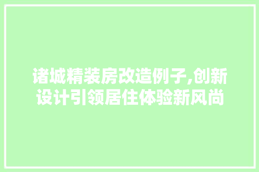 诸城精装房改造例子,创新设计引领居住体验新风尚