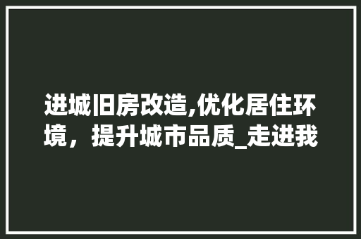 进城旧房改造,优化居住环境，提升城市品质_走进我国旧房改造的新篇章