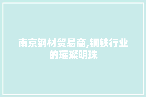 南京钢材贸易商,钢铁行业的璀璨明珠
