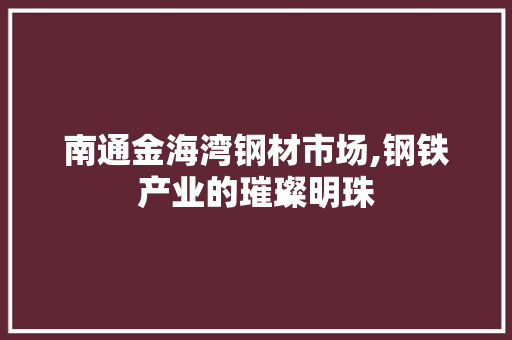 南通金海湾钢材市场,钢铁产业的璀璨明珠