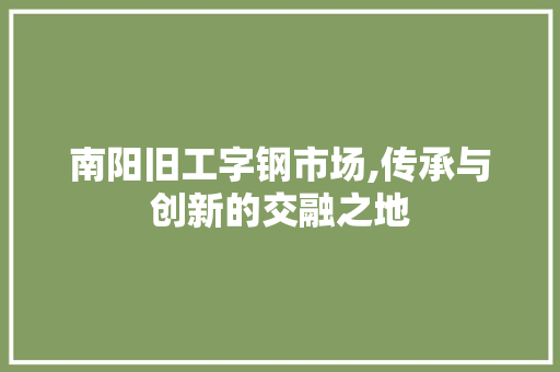 南阳旧工字钢市场,传承与创新的交融之地