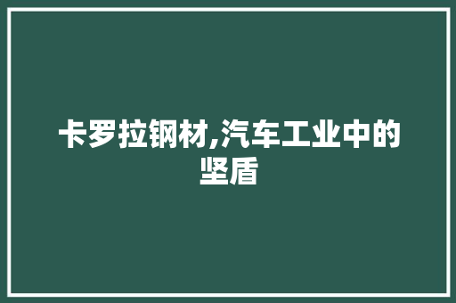 卡罗拉钢材,汽车工业中的坚盾