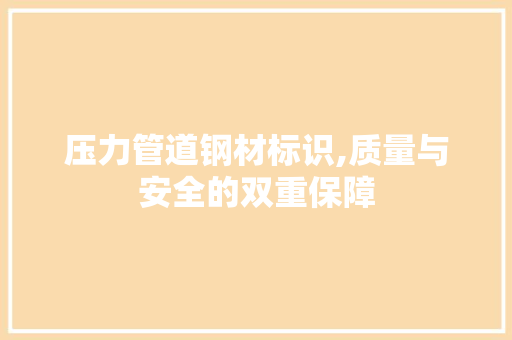 压力管道钢材标识,质量与安全的双重保障