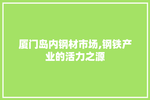厦门岛内钢材市场,钢铁产业的活力之源