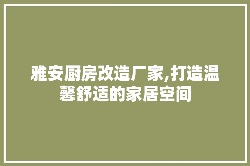 雅安厨房改造厂家,打造温馨舒适的家居空间