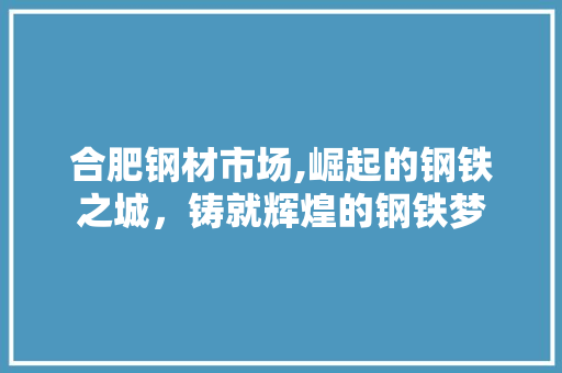 合肥钢材市场,崛起的钢铁之城，铸就辉煌的钢铁梦