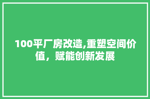 100平厂房改造,重塑空间价值，赋能创新发展