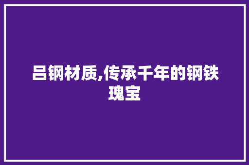 吕钢材质,传承千年的钢铁瑰宝